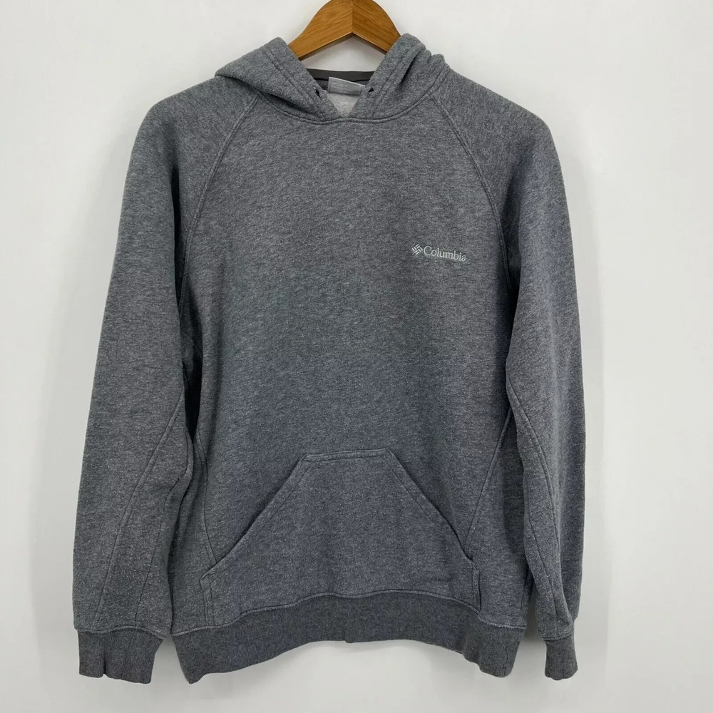 Columbia Sportswear Mens Grey Heathered Pullover Hoodie Small Logo Pocket